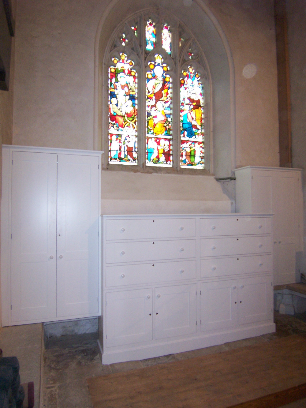 In-frame vestry cabinetry, Cuddesdon Church