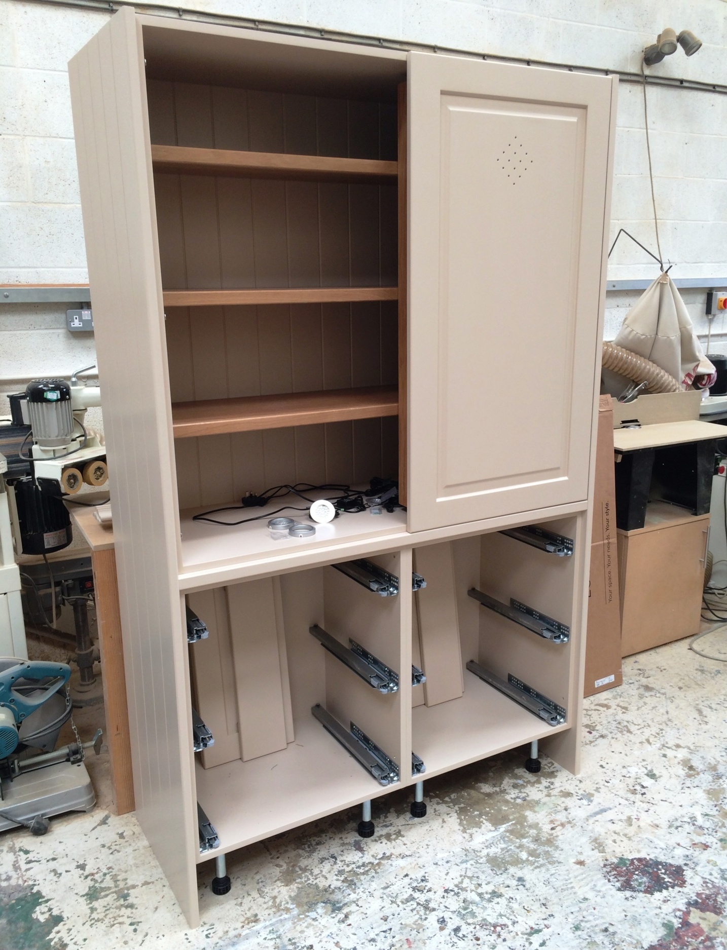 Bespoke pantry cabinet in workshop, Kidlington